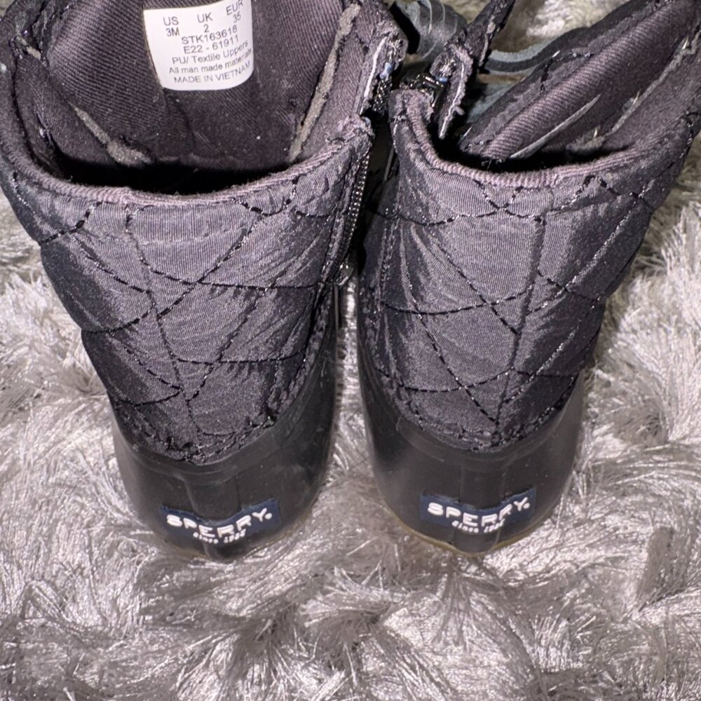 Sperry Girls Youth Top-Sider Saltwater Duck Boot Black Size 3M NEW TK163618 - Picture 3 of 6